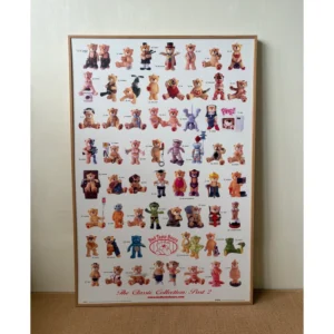 Official 2005 Bad Taste Bears poster titled The Classic Collection Part 2 featuring a vertical grid array of iconic collectible bear figurines in a wooden frame.