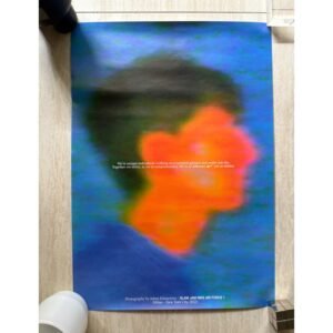 Official 2022 Slam Jam x Nike Air Force 1 promotional poster photographed by Julian Klincewicz featuring an abstract blurred portrait in vivid neon orange and cobalt blue tones.