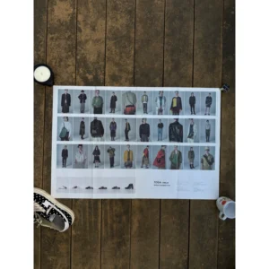 Official double-sided TOGA S/S 2019 horizontal collection poster, featuring a grid of male models and footwear for TOGA VIRILIS on Side A, and female models with shoes for TOGA PULLA on Side B, measuring 80.5x53cm.