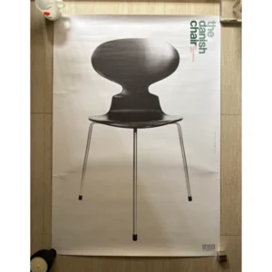 Official Designmuseum Danmark poster featuring Arne Jacobsen's iconic Ant Chair from The Danish Chair exhibition, measuring 70x100cm unframed.